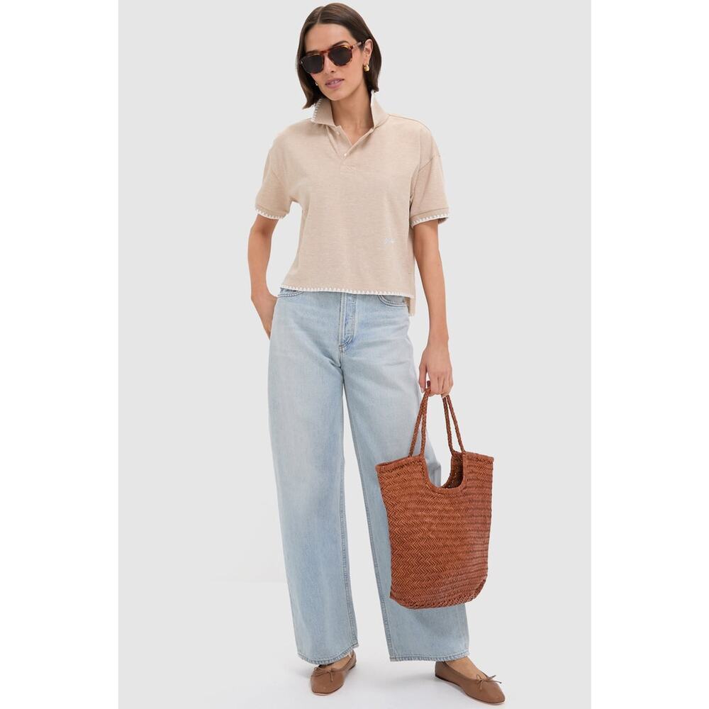 TUCKERNUCK Sandstone Pique Holmes Boyfriend Polo - Whipstitch Detail - Size XL